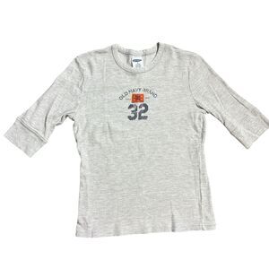 Y2K Old Navy Ribbed Shirt Baby Tee Grunge Brat 1/2 sleeve Sz S